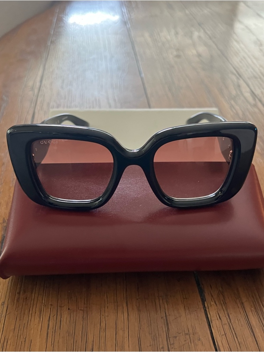 Gucci Black BUTTERFLY GOLD GG SUNGLASSES  50mm NEW $560 - Picture 12 of 14